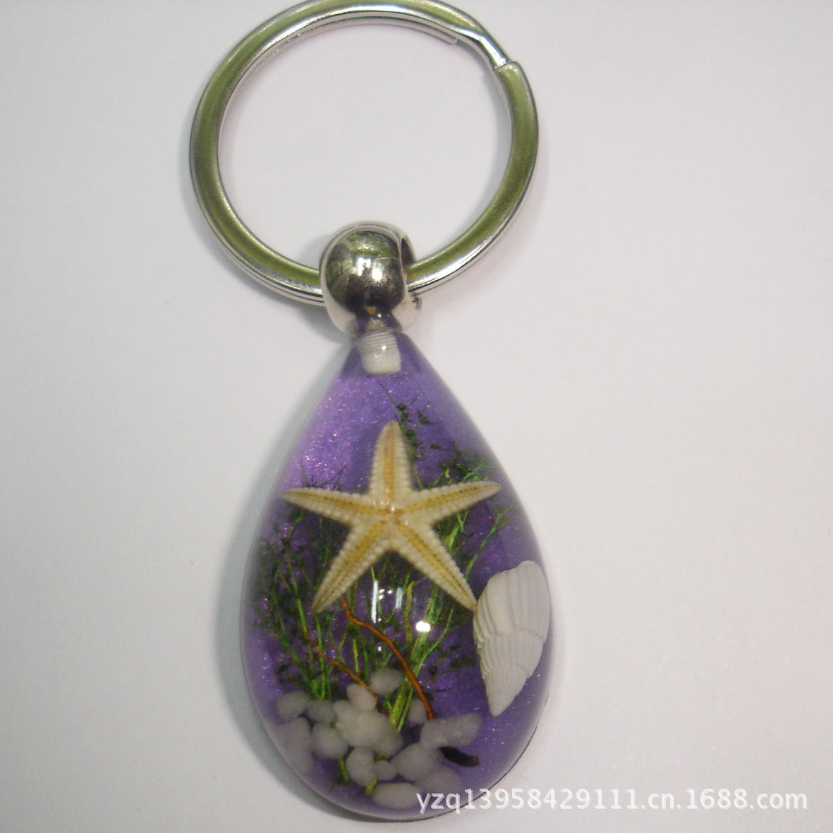 Wholesale 6pcs Starfish Conch Resin Creative Keychain