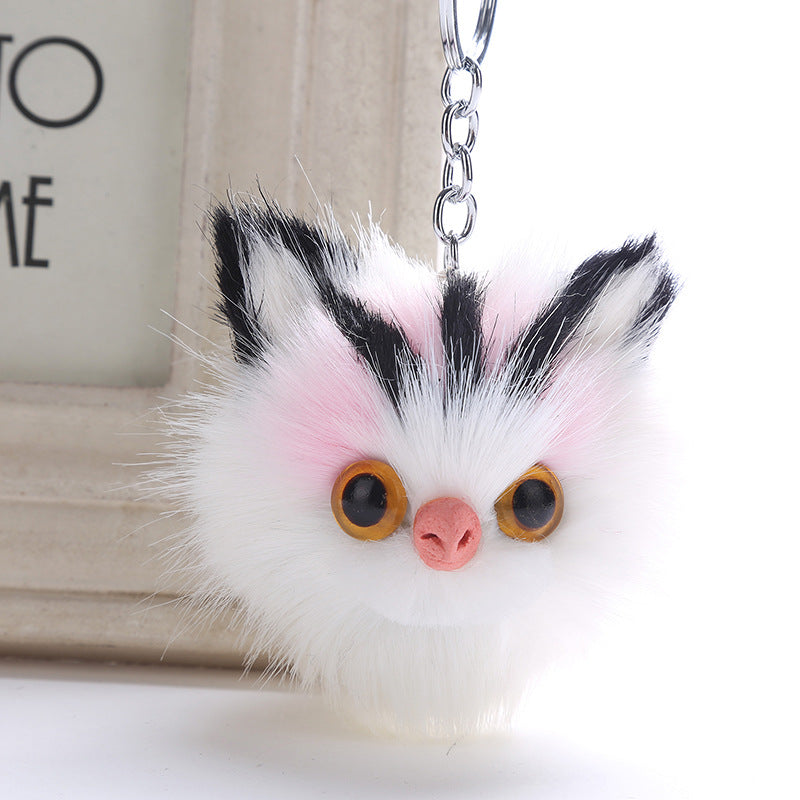 Wholesale Owl Faux Rabbit Fur Ball Keychain