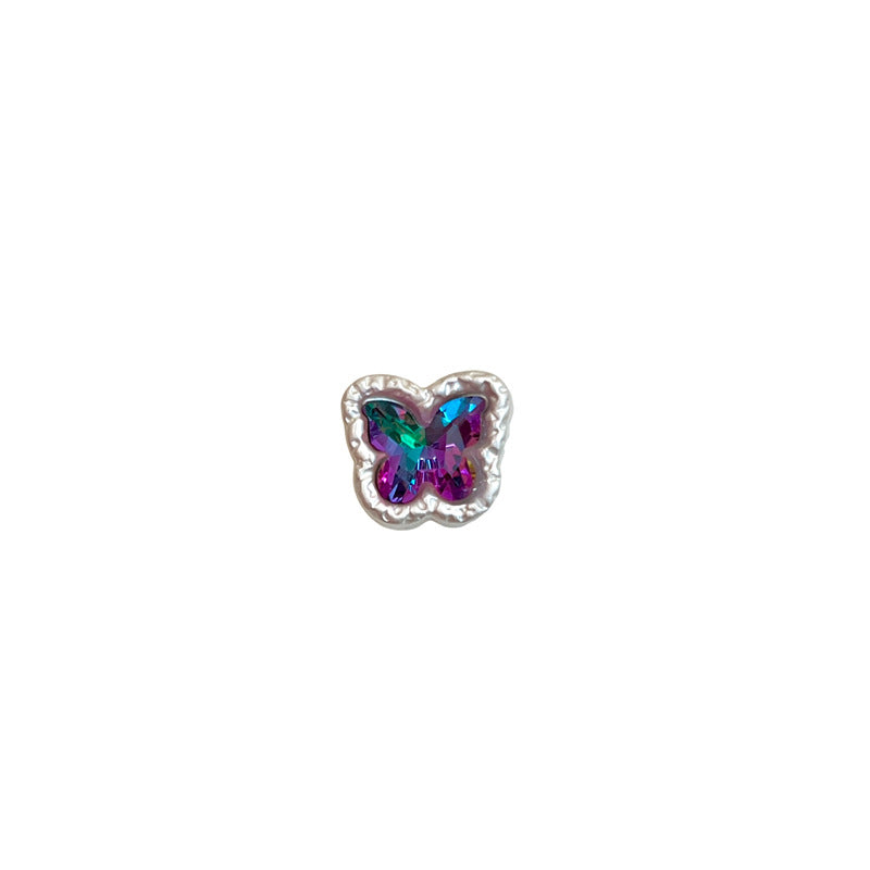 Wholesale 5PCS/PACK Butterfly Alloy Colored Diamond Perforated Beads