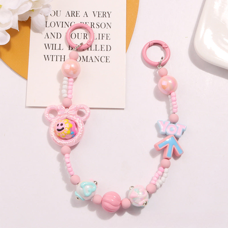 Wholesale Acrylic Rice Beads Cute Bear Keychain