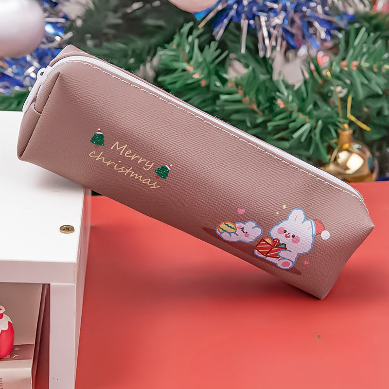 Wholesale PU Christmas Cartoon Pencil Bag