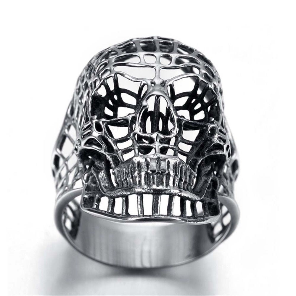 Wholesale Hollow Mesh Skull Metal Ring