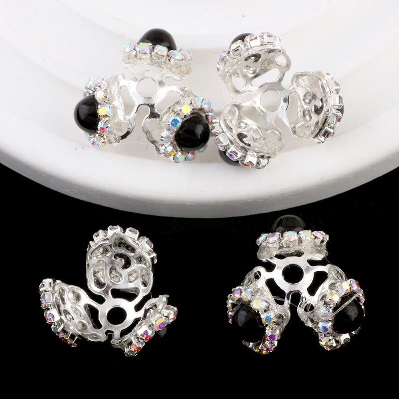 Wholesale 10pcs Heavy Industries Water Diamond Pentagram Perforated Flower Tray Bead Spacers