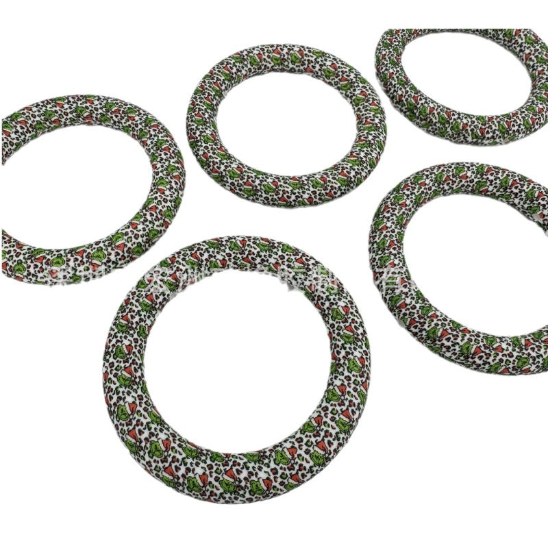 Wholesale 10pcs DIY Printed Ring Silicone Beads