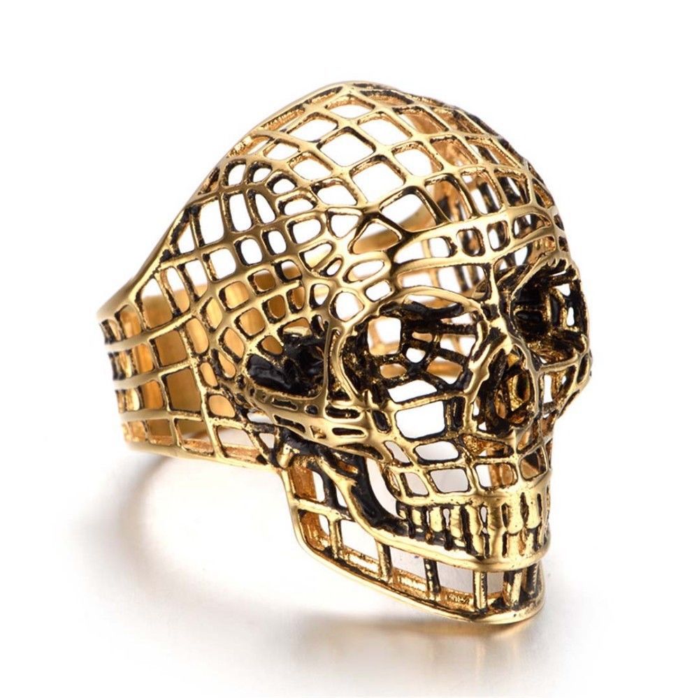 Wholesale Hollow Mesh Skull Metal Ring
