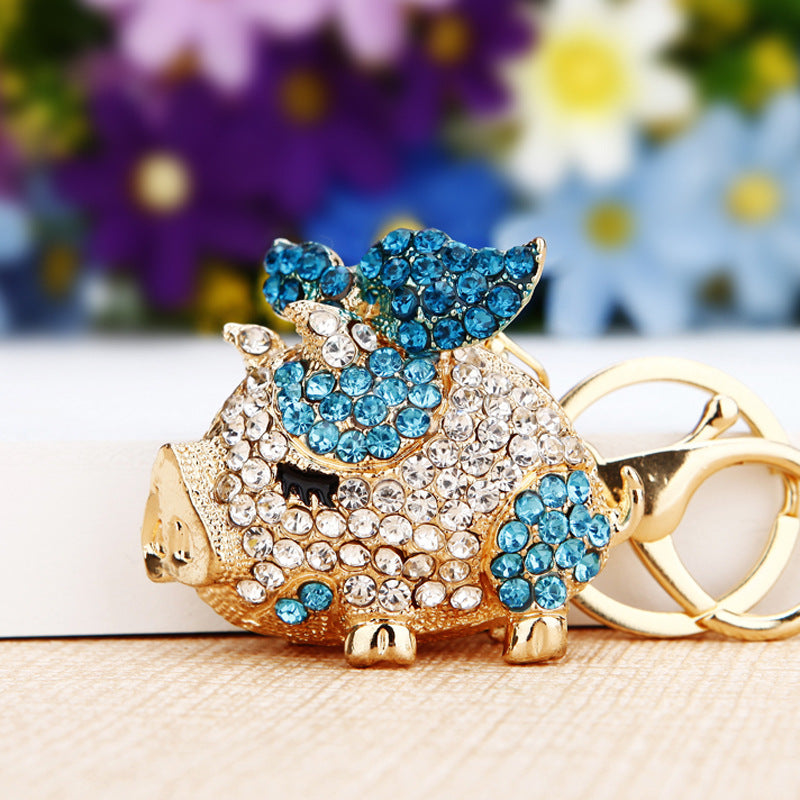 Wholesale Chic Metal Lucky Sheep Keychain Rhinestone Car Key Accessory Bag Charm Gift