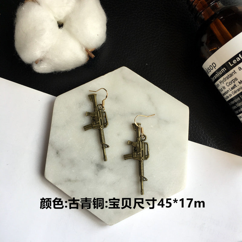 Wholesale Punk Fun Handcuffs Rose Coin Blade Hanger Earrings