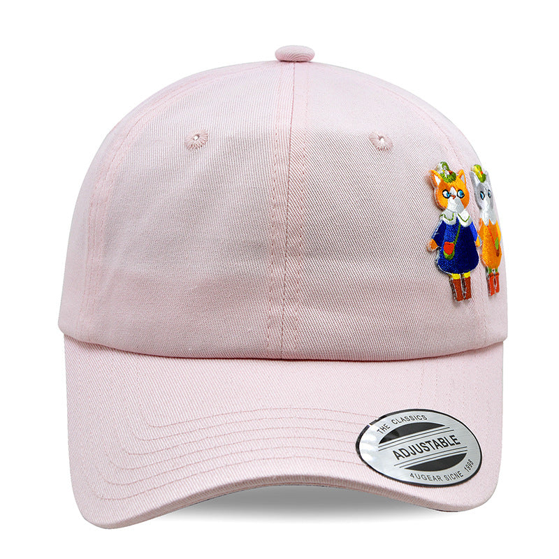 Wholesale New Duck Tongue Baseball Cap Cartoon Embroidery Pink Cap