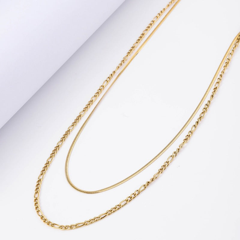 Wholesale Titanium Steel 18K True Gold Stainless Steel Push Chain Fee Necklaces