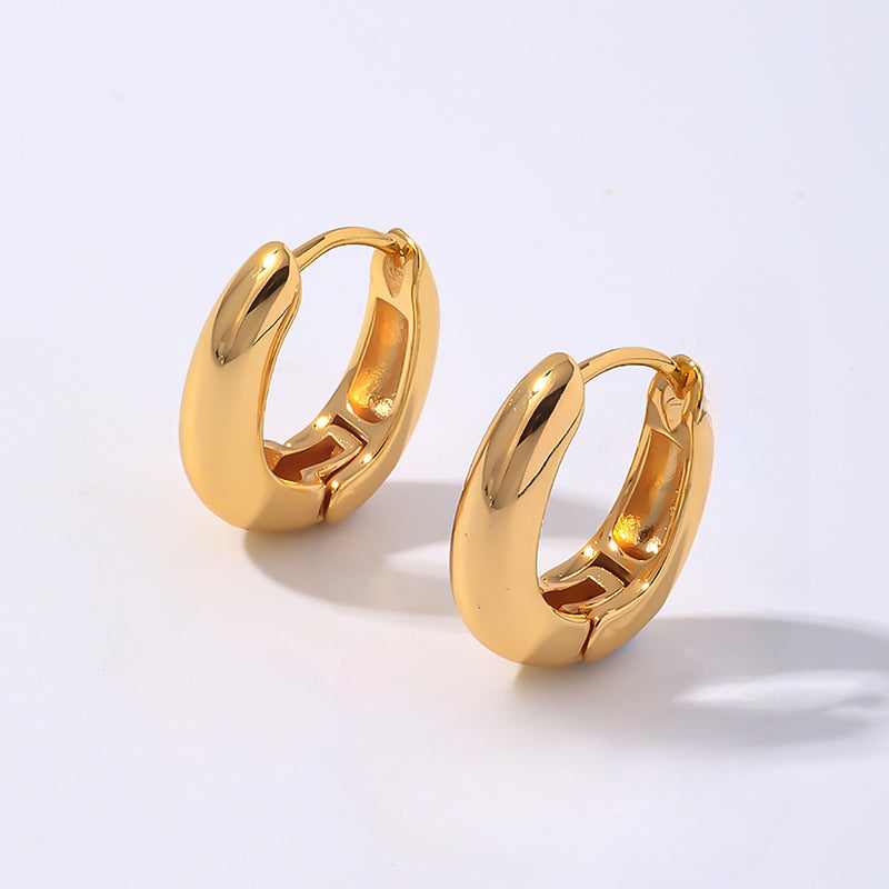 Wholesale Smooth Geometric Hollow Stainless Steel Earrings