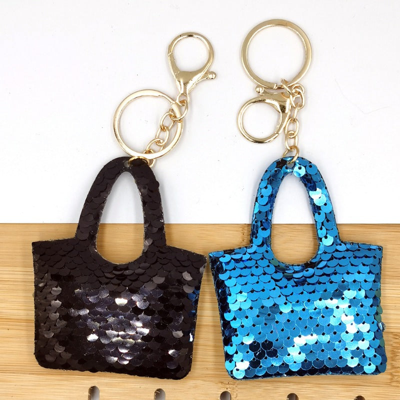 Wholesale Reflective Double-sided Sequin Bag Sequin Car Keychains