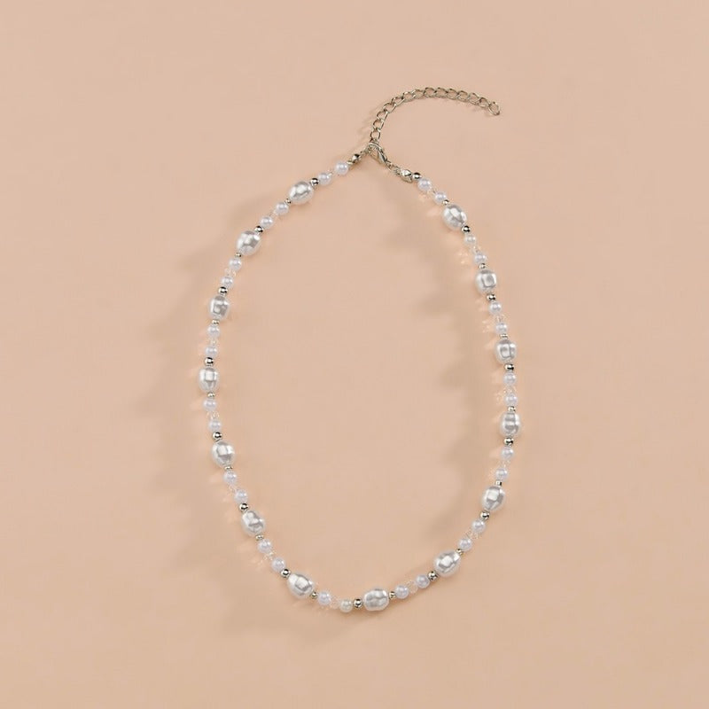 Wholesale Fashion Imitation Pearl Simple Temperament Transparent Crystal Necklace