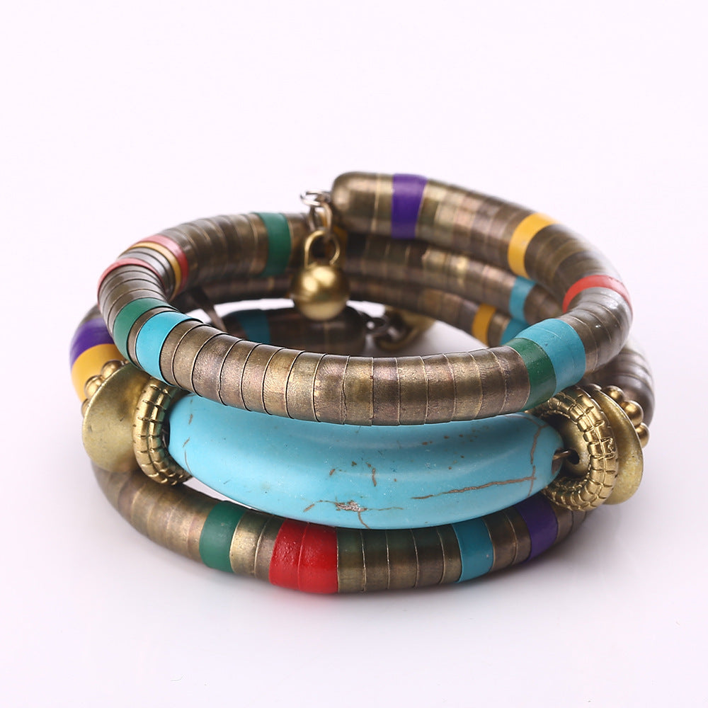 Wholesale Bohemian Multi-layer Turquoise Alloy Bracelets