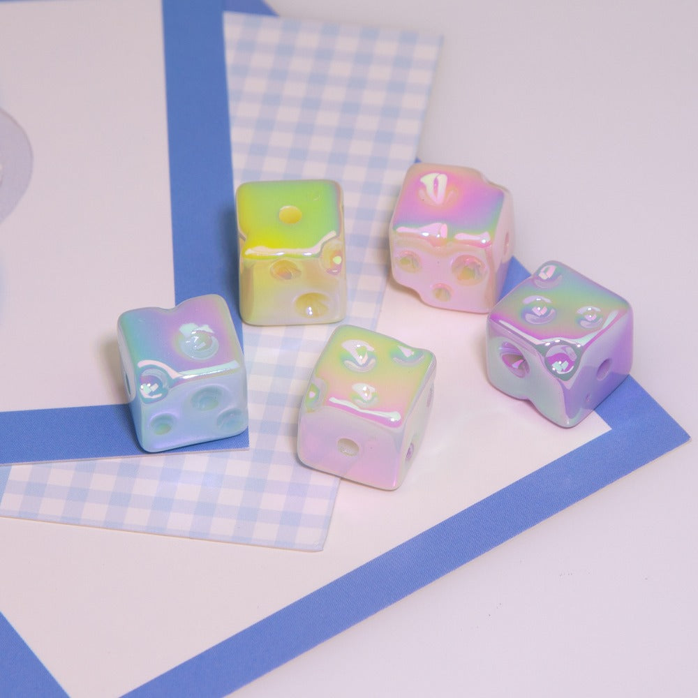 Wholesale 10pcs Two Color Cheese Cube Acrylic Luminous Beads