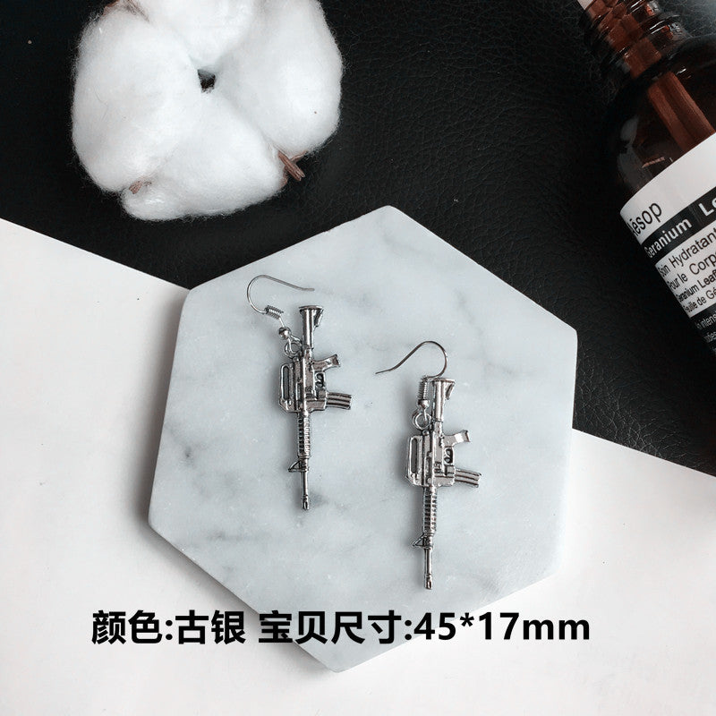 Wholesale Punk Fun Handcuffs Rose Coin Blade Hanger Earrings
