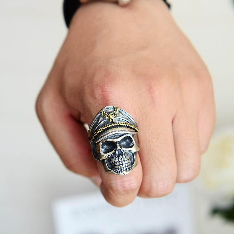 Wholesale Men's Skull Officer Open Metal Ring