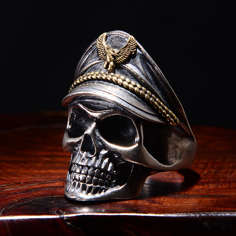 Wholesale Men's Skull Officer Open Metal Ring