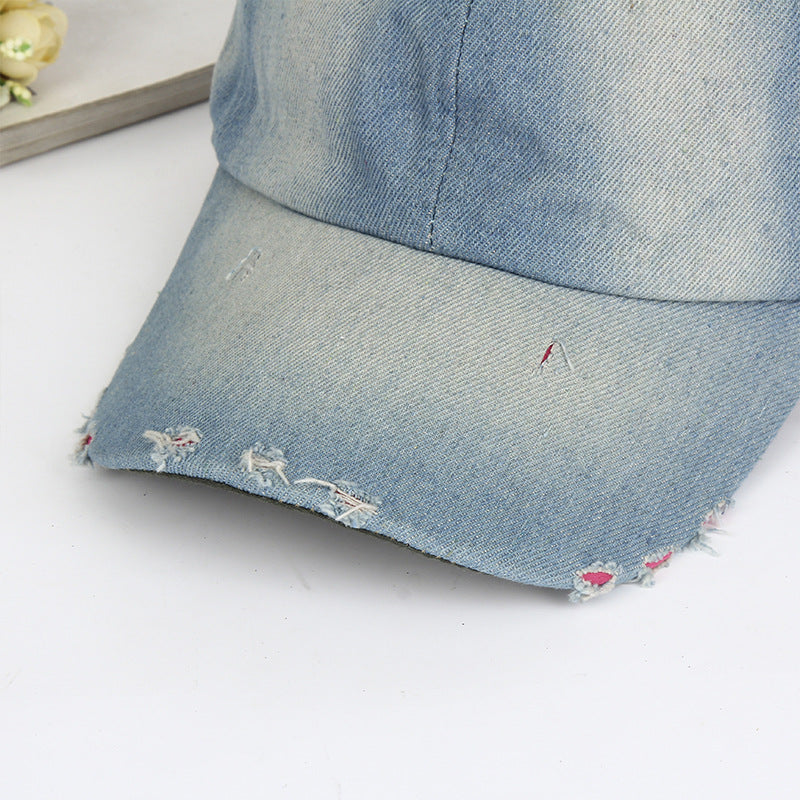 Wholesale Washed denim sports sun protection visor dome cap