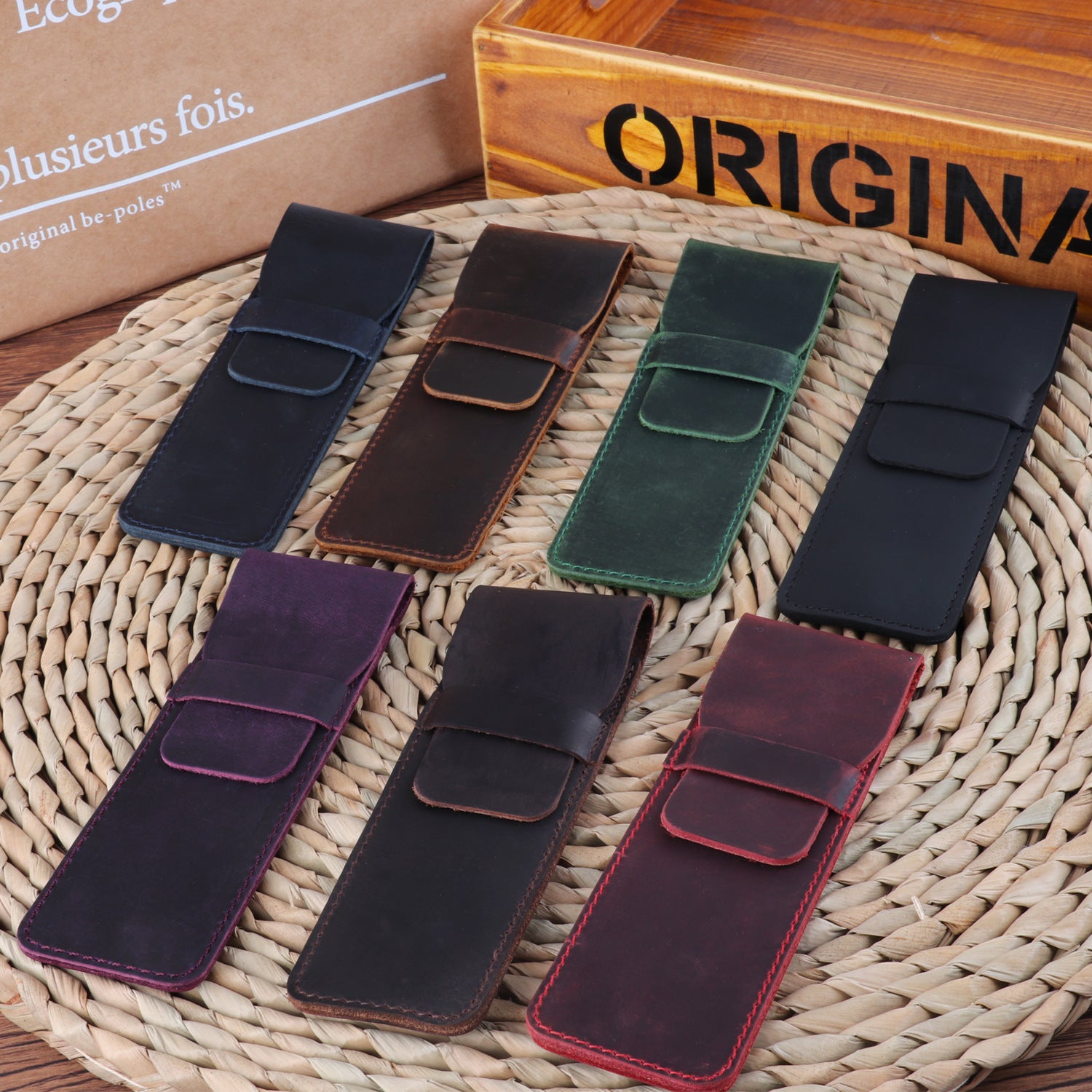 Wholesale Genuine Vintage Handmade Cowhide Pencil Case