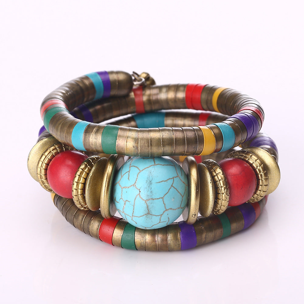 Wholesale Bohemian Multi-layer Turquoise Alloy Bracelets