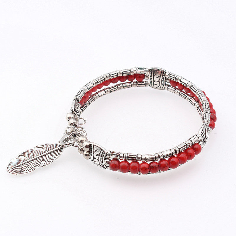 Wholesale Turquoise Feather Alloy Bracelets