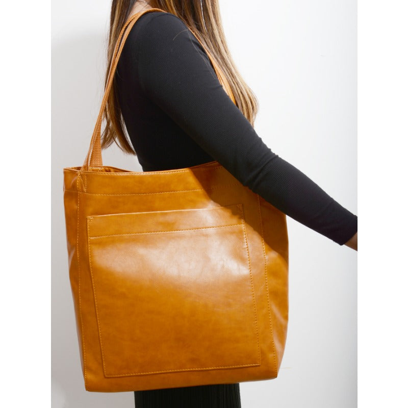 Wholesale Soft Leather Vintage with Pocket Waxed Leather Large Capacity Fashion Shoulder Bags