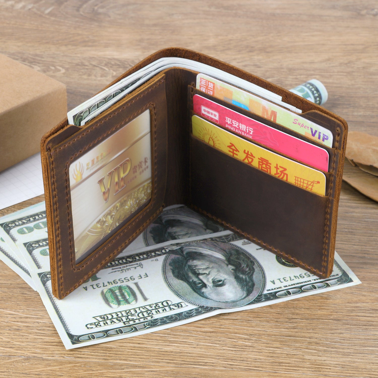 Wholesale Retro Card Slot Multifunctional Short Top Layer Cowhide Wallet