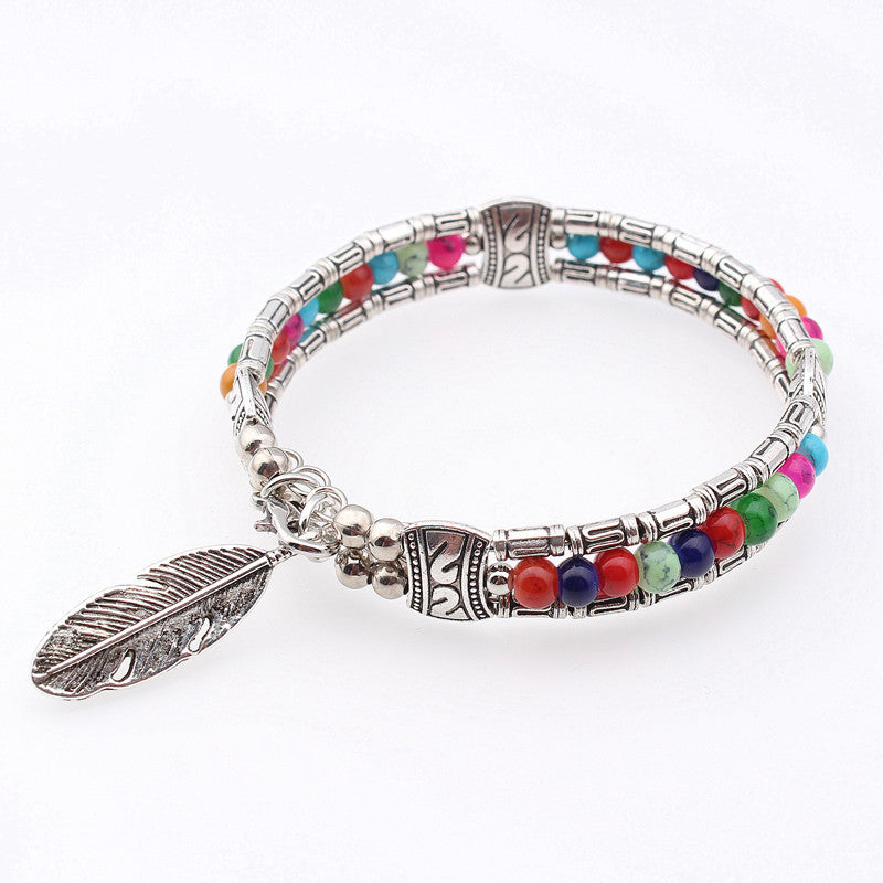 Wholesale Turquoise Feather Alloy Bracelets