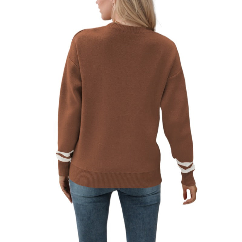 Wholesale Long-sleeved Top Round Neck Letter Jacquard Fashionable Bottoming Sweater