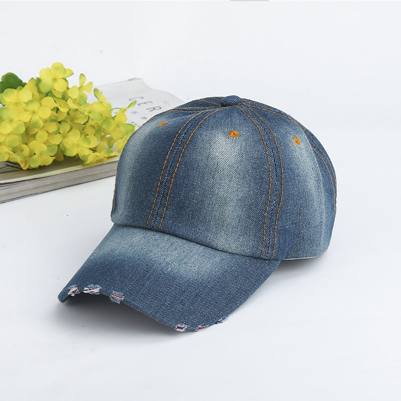 Wholesale Washed denim sports sun protection visor dome cap