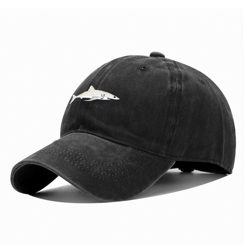 Wholesale Cartoon Washed Embroidered Shark Cotton Baseball Cap