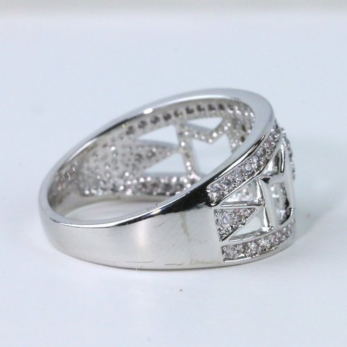 Wholesale 18k white gold plated diamond heart shaped ring