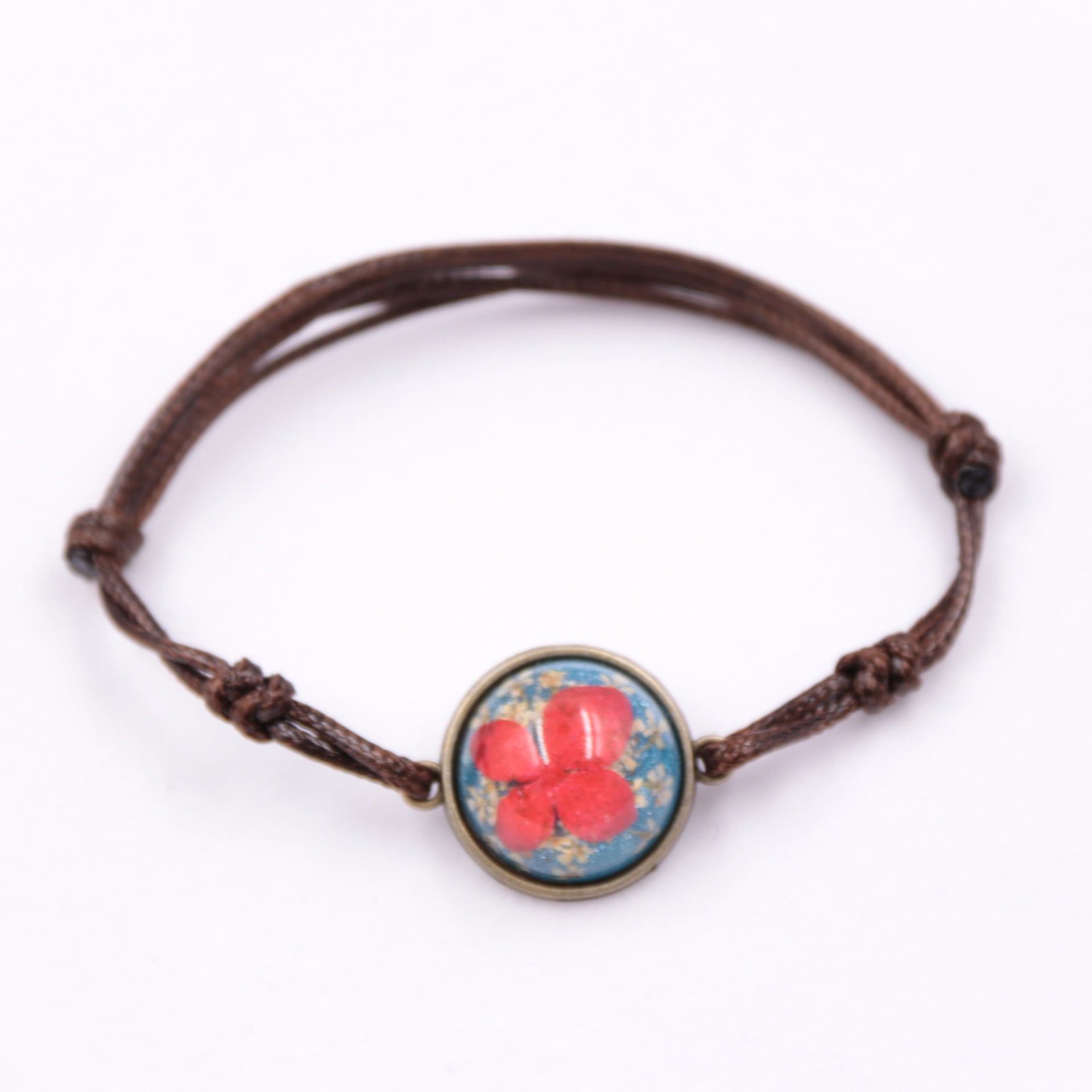 Wholesale 12pcs Resin Hand-woven Real Flower Bracelet