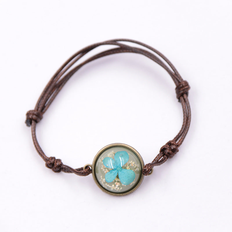 Wholesale 12pcs Resin Hand-woven Real Flower Bracelet