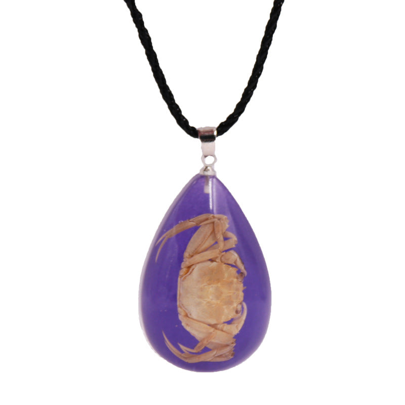 Wholesale 6pcs Natural Crab Resin Insect Necklace