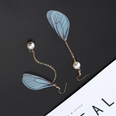 Wholesale Vintage Pearl Tulle Butterfly Wing Earrings