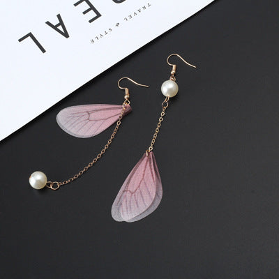 Wholesale Vintage Pearl Tulle Butterfly Wing Earrings