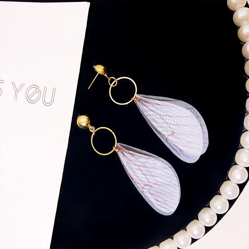 Wholesale Vintage Pearl Tulle Butterfly Wing Earrings