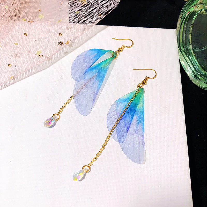 Wholesale Vintage Pearl Tulle Butterfly Wing Earrings