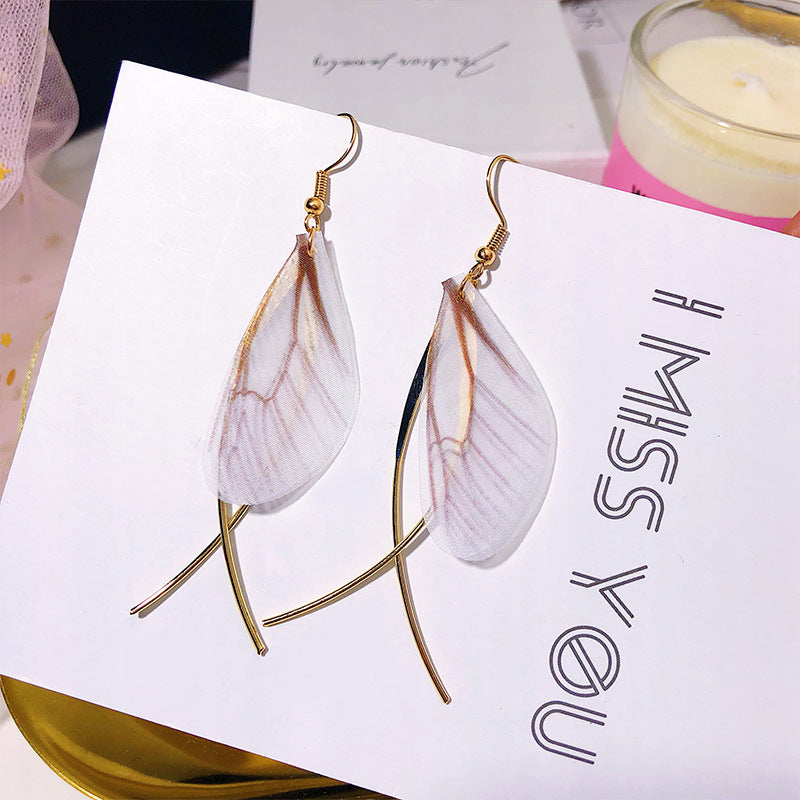 Wholesale Vintage Pearl Tulle Butterfly Wing Earrings