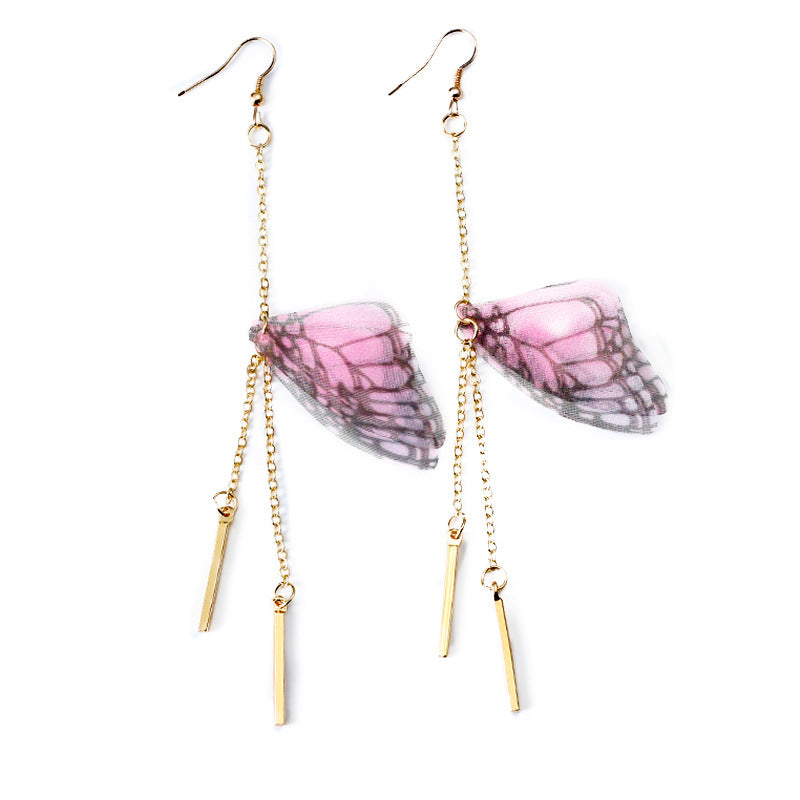 Wholesale Vintage Pearl Tulle Butterfly Wing Earrings