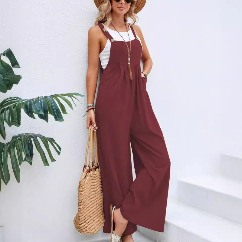 Wholesale Solid Color Casual Design Overalls for Women
