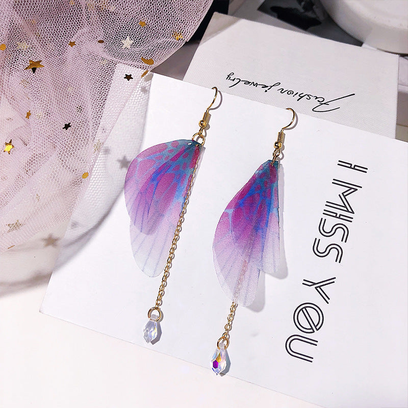 Wholesale Vintage Pearl Tulle Butterfly Wing Earrings