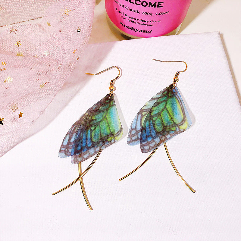 Wholesale Vintage Pearl Tulle Butterfly Wing Earrings