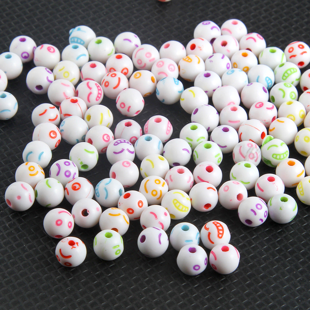 Wholesale 100pcs/pack 8mm Acrylic Expression Round Beads