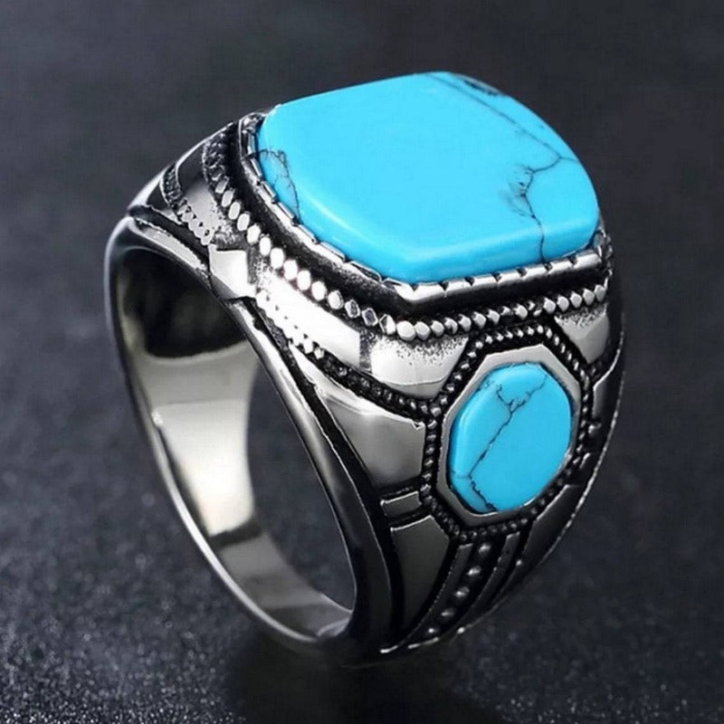 Wholesale Blue Turquoise Vintage Personalized Silver Rings