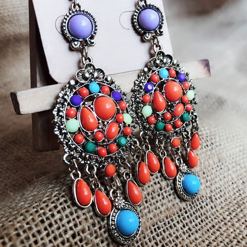 Wholesale colorful water drop tassel earrings