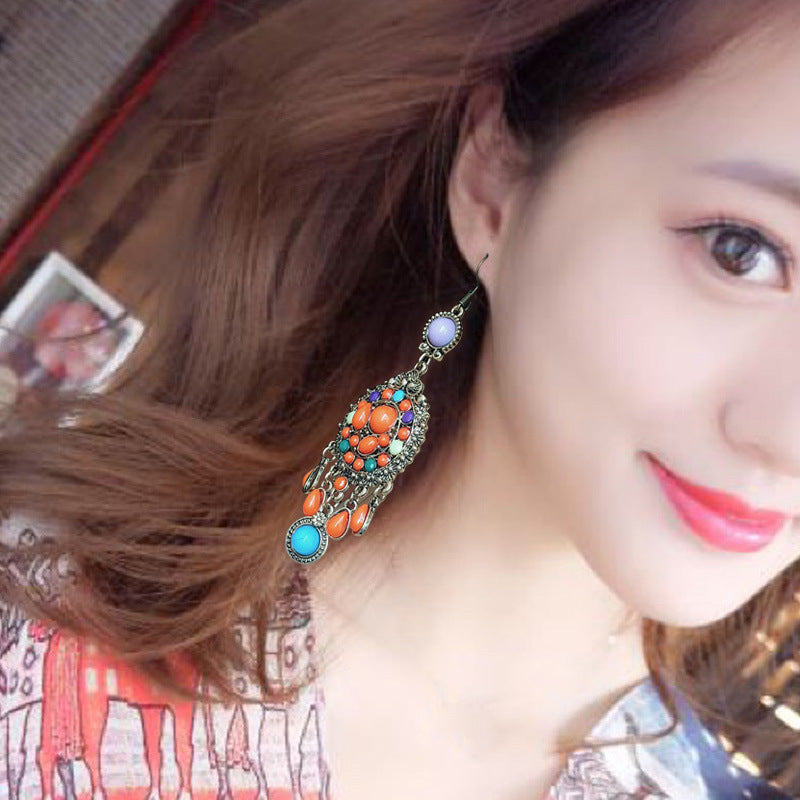 Wholesale colorful water drop tassel earrings