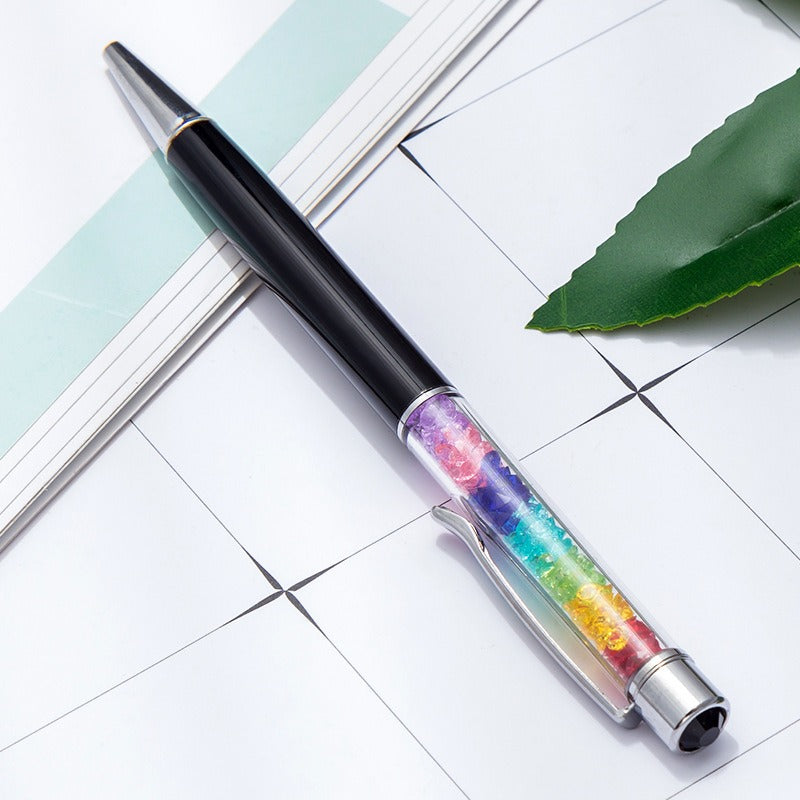 Whoelsale Pens Rainbow Crystal Pen Fragmented Diamond Fashion Metal Office Pen
