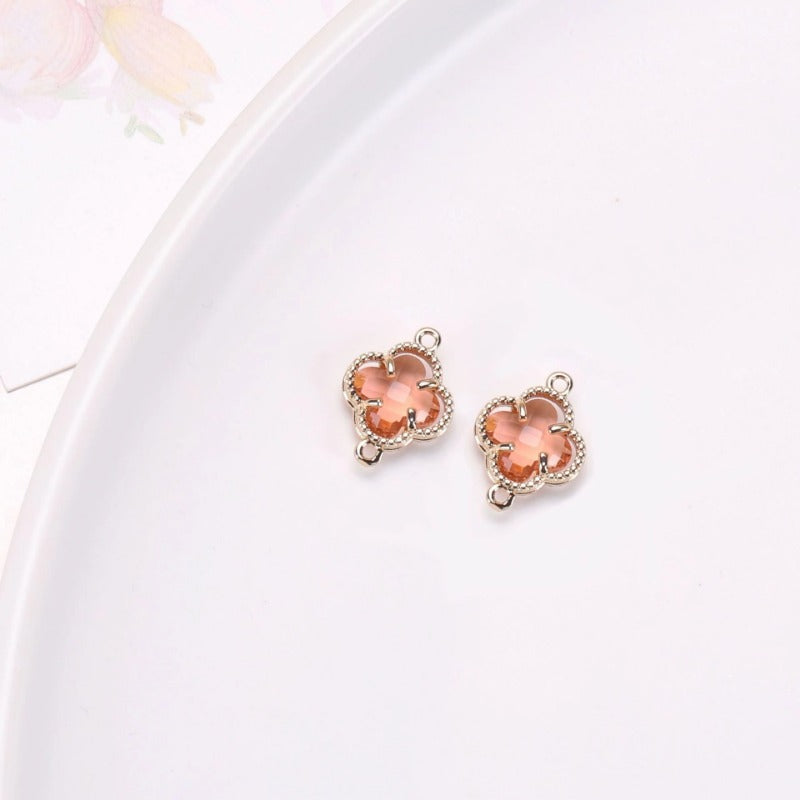 Wholesale 50pcs Crystal Double Hole Four Leaf Clover Pendant